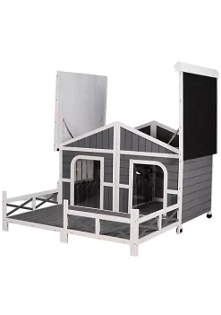 Hot Sale ๐ฏ PawHut 59"x64"x39" Wood Large ๐ Dog House Cabin Style Elevated Pet Shelter w/Porch Deck Grey โจ 9 Hot Sale ๐ฏ PawHut 59"x64"x39" Wood Large ๐ Dog House Cabin Style Elevated Pet Shelter w/Porch Deck Grey โจ -Cheap PawHut Store Belk 1013