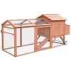 Hot Sale 😍 PawHut 96" Chicken Coop Wooden Chicken House Rabbit Hutch Poultry Cage Hen Pen Portable Backyard with Wheels Outdoor Run and Nesting Box Natural 😍 -Cheap PawHut Store Belk 1016