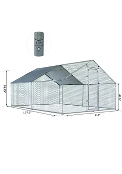 New 🥰 PawHut Galvanized Large Metal Chicken Coop Cage 2 Rooms Walk in Enclosure Poultry Hen Run House Playpen Rabbit Hutch UV and Water Resistant Cover for Outdoor Backyard 10' x 13' x 6' 💯 -Cheap PawHut Store Belk 1044