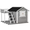 Budget 🧨 PawHut Wooden Outdoor 🐕 Dog House 2 Tier Raised Pet Shelter with Stairs Weather Resistant Roof and Balcony for Medium Large Sized 🐕 Dogs Up To 55 lbs ❤️ -Cheap PawHut Store Belk 1051