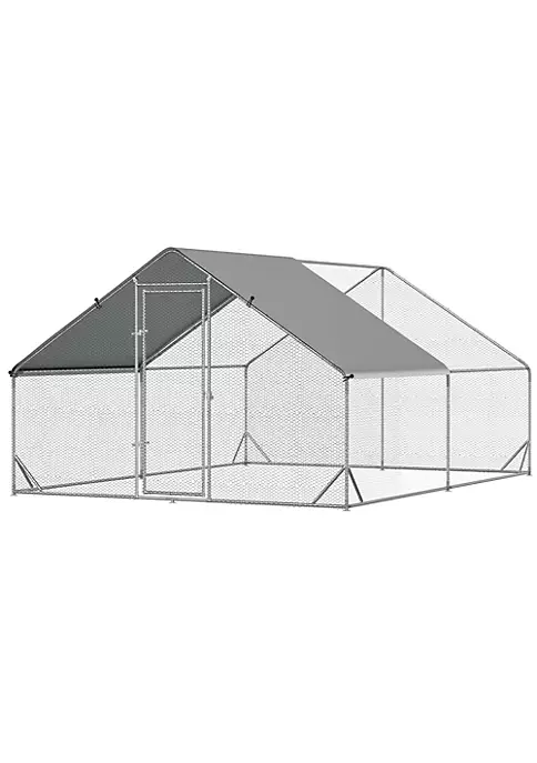 Discount ๐งจ PawHut Galvanized Metal Chicken Coop Cage Walk In Poultry Playpen with Cover and Lockable Door for Outdoor Backyard 10' x 13' x 6' Silver ๐คฉ 4 Discount ๐งจ PawHut Galvanized Metal Chicken Coop Cage Walk In Poultry Playpen with Cover and Lockable Door for Outdoor Backyard 10' x 13' x 6' Silver ๐คฉ - Image 2