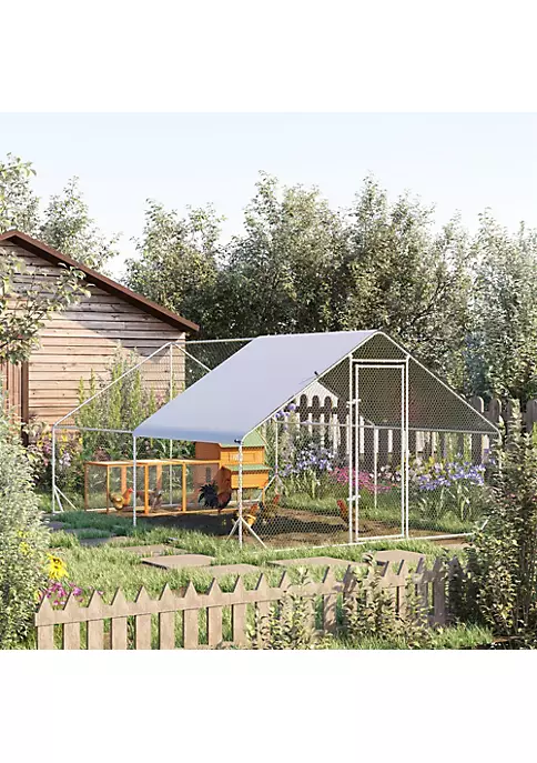 Discount ๐งจ PawHut Galvanized Metal Chicken Coop Cage Walk In Poultry Playpen with Cover and Lockable Door for Outdoor Backyard 10' x 13' x 6' Silver ๐คฉ 5 Discount ๐งจ PawHut Galvanized Metal Chicken Coop Cage Walk In Poultry Playpen with Cover and Lockable Door for Outdoor Backyard 10' x 13' x 6' Silver ๐คฉ - Image 3