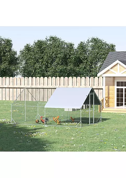 Discount ๐งจ PawHut Galvanized Metal Chicken Coop Cage Walk In Poultry Playpen with Cover and Lockable Door for Outdoor Backyard 10' x 13' x 6' Silver ๐คฉ 6 Discount ๐งจ PawHut Galvanized Metal Chicken Coop Cage Walk In Poultry Playpen with Cover and Lockable Door for Outdoor Backyard 10' x 13' x 6' Silver ๐คฉ - Image 4