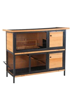 Best reviews of 🌟 PawHut 48" 2 Floor Large Rabbit Hutch Wooden Pet House Metal Frame Bunny Cage Small Animal Habitat with Ramp Feeding Trough Lockable Doors Run Asphalt Roof for Outdoor Use 🎉 -Cheap PawHut Store Belk 1063