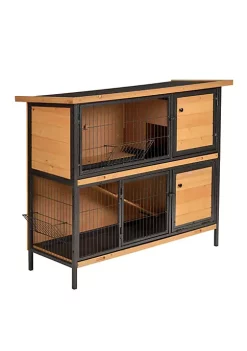 Best reviews of 🌟 PawHut 48" 2 Floor Large Rabbit Hutch Wooden Pet House Metal Frame Bunny Cage Small Animal Habitat with Ramp Feeding Trough Lockable Doors Run Asphalt Roof for Outdoor Use 🎉 -Cheap PawHut Store Belk 1065