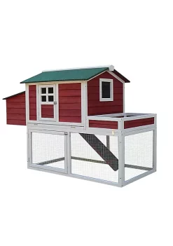 Best Pirce 💯 PawHut 63" Chicken Coop Wooden Chicken House Rabbit Hutch Poultry Cage Hen Pen Backyard with Garden Box Run Area Nesting Box Red 😉 -Cheap PawHut Store Belk 1078