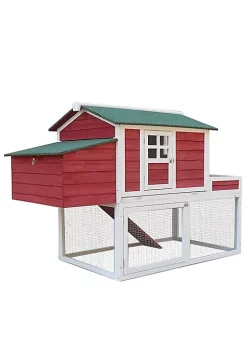 Best Pirce 💯 PawHut 63" Chicken Coop Wooden Chicken House Rabbit Hutch Poultry Cage Hen Pen Backyard with Garden Box Run Area Nesting Box Red 😉 -Cheap PawHut Store Belk 1080