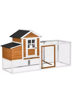 Buy ❤️ PawHut 76Inches Wooden Chicken Coop Outdoor Chicken House Poultry Hen Cage with Glass Slide out Tray Separate Nesting Box White 👏