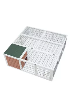 Discount 😉 PawHut 64" Wooden Outdoor Rabbit Hutch Playpen Tortoise House Habitat with Run and Enclosed Cover 🔔 -Cheap PawHut Store Belk 1088