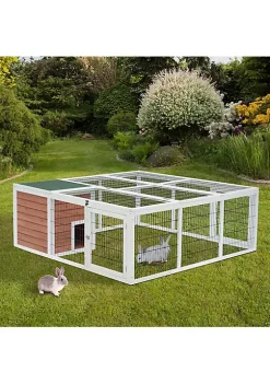 Discount 😉 PawHut 64" Wooden Outdoor Rabbit Hutch Playpen Tortoise House Habitat with Run and Enclosed Cover 🔔 -Cheap PawHut Store Belk 1089