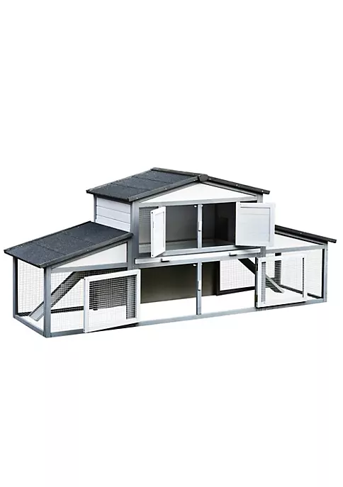 Discount 💯 PawHut 88" 2 Tier Outdoor Wooden Rabbit Hutch Bunny Cage w/Pull Out Tray Ramp Run and Doors Grey 🔔 5 Discount 💯 PawHut 88" 2 Tier Outdoor Wooden Rabbit Hutch Bunny Cage w/Pull Out Tray Ramp Run and Doors Grey 🔔 - Image 3