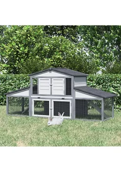 Discount 💯 PawHut 88" 2 Tier Outdoor Wooden Rabbit Hutch Bunny Cage w/Pull Out Tray Ramp Run and Doors Grey 🔔 10 Discount 💯 PawHut 88" 2 Tier Outdoor Wooden Rabbit Hutch Bunny Cage w/Pull Out Tray Ramp Run and Doors Grey 🔔 -Cheap PawHut Store Belk 1104