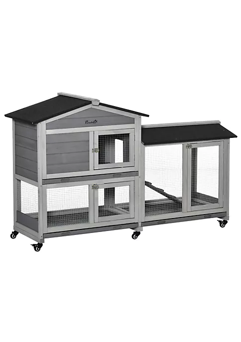 Budget โ๏ธ PawHut 62" Wooden Rabbit Hutch Mobile Pet Playpen Bunny House Enclosure for Indoor Outdoor with Wheels Run Box Slide out Tray Ramp for Rabbits and Small Animals Light Grey ๐ฏ 3 Budget โ๏ธ PawHut 62" Wooden Rabbit Hutch Mobile Pet Playpen Bunny House Enclosure for Indoor Outdoor with Wheels Run Box Slide out Tray Ramp for Rabbits and Small Animals Light Grey ๐ฏ