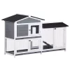 Buy 😍 PawHut 2 Tier Wood Rabbit Hutch Backyard Bunny Cage Small Animal House with Ramp and Outdoor Run Grey 😍 -Cheap PawHut Store Belk 1141