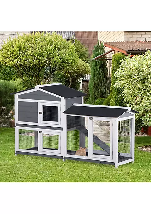 Buy ๐ PawHut 2 Tier Wood Rabbit Hutch Backyard Bunny Cage Small Animal House with Ramp and Outdoor Run Grey ๐ 5 Buy ๐ PawHut 2 Tier Wood Rabbit Hutch Backyard Bunny Cage Small Animal House with Ramp and Outdoor Run Grey ๐ - Image 3