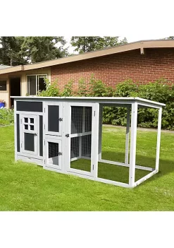 Cheapest ✨ PawHut 63" Chicken Coop Wooden Chicken House Rabbit Hutch Poultry Cage Hen Pen Backyard PC Roof with Run Box ⭐ -Cheap PawHut Store Belk 1154