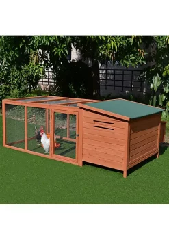 Wholesale ✨ PawHut 87" Deluxe Chicken Coop Wooden Chicken House Rabbit Hutch Poultry Cage Hen Pen Backyard with Large Outdoor Run Indoor Nesting Box and Fir Wood Build Natural ❤️ -Cheap PawHut Store Belk 1164