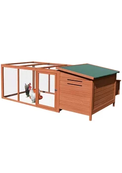 Wholesale ✨ PawHut 87" Deluxe Chicken Coop Wooden Chicken House Rabbit Hutch Poultry Cage Hen Pen Backyard with Large Outdoor Run Indoor Nesting Box and Fir Wood Build Natural ❤️ -Cheap PawHut Store Belk 1165