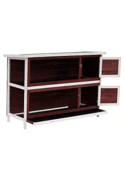 Promo ❤️ PawHut 54" 2 Story Weatherproof Stackable Elevated Wooden Rabbit Hutch with Fun Enclosed Run And Pull Out Trays 🥰 -Cheap PawHut Store Belk 1168