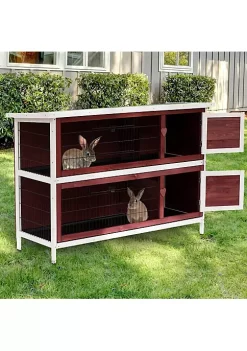 Promo ❤️ PawHut 54" 2 Story Weatherproof Stackable Elevated Wooden Rabbit Hutch with Fun Enclosed Run And Pull Out Trays 🥰 -Cheap PawHut Store Belk 1169