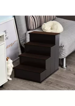 Best Pirce 🤩 PawHut Pet Stairs 🐕 Dog Steps for High Beds Sofa with Non Slip Carpeted Pads Dark Coffee 🌟 -Cheap PawHut Store Belk 118