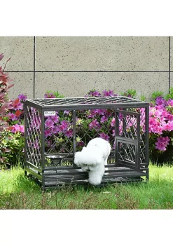 Best Pirce 🤩 PawHut Heavy Duty 🐕 Dog Crate Cage Kennel w/ Removable Tray Wheels and Lockable Door for Medium 🐕 Dogs Indoor and Outdoor 36" L x 24" W x 30.25" H ✨ -Cheap PawHut Store Belk 12