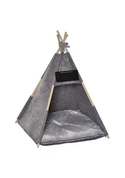 Cheapest 🔔 PawHut Pet Teepee Tent Cat Bed 🐕 Dog House with Thick Cushion Chalkboard for Kitten and Puppy 32inch Grey ⭐