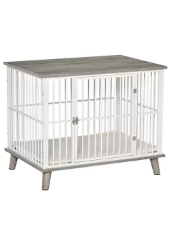 Flash Sale 😉 PawHut Furniture 🦮 Dog Kennel Wooden End Table with Cushion and Lockable Door Medium Size Pet Crate Indoor Puppy Cage Grey 🛒 -Cheap PawHut Store Belk 1200