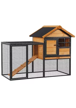 Cheapest 🎁 PawHut 2 Level Rabbit Hutch Bunny Cage with Asphalt Roof Removable Tray for Backyard 🤩