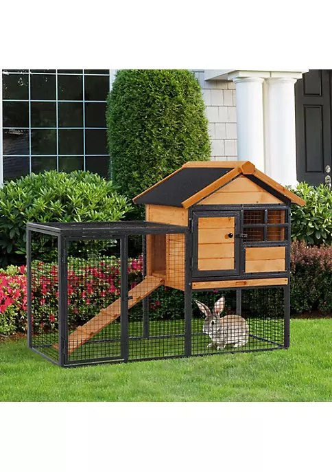 Cheapest 🎁 PawHut 2 Level Rabbit Hutch Bunny Cage with Asphalt Roof Removable Tray for Backyard 🤩 6 Cheapest 🎁 PawHut 2 Level Rabbit Hutch Bunny Cage with Asphalt Roof Removable Tray for Backyard 🤩 - Image 4