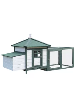 Hot Sale 👏 PawHut 77" Chicken Coop Wooden Chicken House Rabbit Hutch Poultry Cage Hen Pen Weather resistant Backyard with 2 Part Nesting Box Run Green 🥰 -Cheap PawHut Store Belk 1210