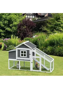 Buy ✔️ PawHut 69" Chicken Coop Chicken House Fir Poultry Kennel with Connecting Ramp Easy Clean Tray and Ventilated Nesting Box White 💯 -Cheap PawHut Store Belk 1213