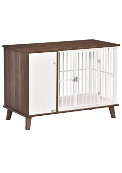 Buy ๐ฅ PawHut Wooden ๐ถ Dog Kennel End Table Furniture with Cushion and Lockable Magnetic Doors Small Size Pet Crate Indoor Puppy Cage Grey ๐