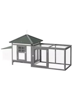 Cheap 😀 PawHut 77" Chicken Coop Wooden Chicken House Rabbit Hutch Poultry Cage Hen Pen Weather resistant Backyard with 2 Part Nesting Box Run Grey 🛒 -Cheap PawHut Store Belk 1223