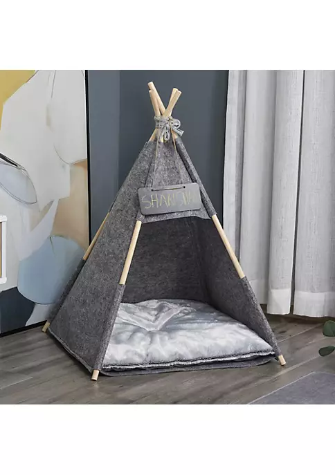 Cheapest ๐ PawHut Pet Teepee Tent Cat Bed ๐ Dog House with Thick Cushion Chalkboard for Kitten and Puppy 32inch Grey โญ 6 Cheapest ๐ PawHut Pet Teepee Tent Cat Bed ๐ Dog House with Thick Cushion Chalkboard for Kitten and Puppy 32inch Grey โญ - Image 4