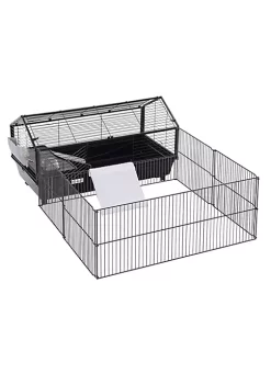 Flash Sale 🧨 PawHut Small Animal Cage with Main House and Run for Rabbit Guinea Pig Hamster Indoor and Outdoor 47"L 😍 -Cheap PawHut Store Belk 1248