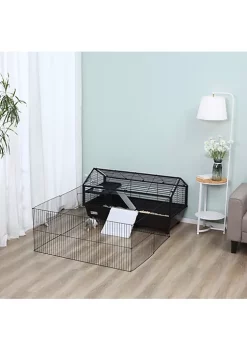 Flash Sale 🧨 PawHut Small Animal Cage with Main House and Run for Rabbit Guinea Pig Hamster Indoor and Outdoor 47"L 😍 -Cheap PawHut Store Belk 1249