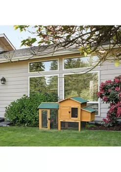 Flash Sale 👍 PawHut 66" Wooden Chicken Coop Outdoor Hen House Poultry Habitat with Removable Tray Nesting Box Ramp 🔥 -Cheap PawHut Store Belk 1253