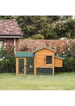 Flash Sale 👍 PawHut 66" Wooden Chicken Coop Outdoor Hen House Poultry Habitat with Removable Tray Nesting Box Ramp 🔥 -Cheap PawHut Store Belk 1254