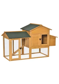 Flash Sale 👍 PawHut 66" Wooden Chicken Coop Outdoor Hen House Poultry Habitat with Removable Tray Nesting Box Ramp 🔥 -Cheap PawHut Store Belk 1255