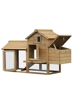 Best reviews of 👍 PawHut 59" Chicken Coop Wooden Chicken House Rabbit Hutch Poultry Cage Hen Pen Backyard with Nesting Box Natural Wood 🤩 -Cheap PawHut Store Belk 1263