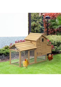 Best reviews of 👍 PawHut 59" Chicken Coop Wooden Chicken House Rabbit Hutch Poultry Cage Hen Pen Backyard with Nesting Box Natural Wood 🤩 -Cheap PawHut Store Belk 1264