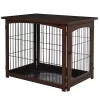 Brand new 🌟 PawHut Wooden Decorative 🦮 Dog Cage Pet Crate with Fence Side Table Small Animal House and Tabletop Brown 🤩 -Cheap PawHut Store Belk 1266