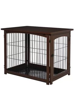 Brand new 🌟 PawHut Wooden Decorative 🦮 Dog Cage Pet Crate with Fence Side Table Small Animal House and Tabletop Brown 🤩