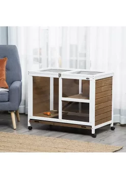 Wholesale ✔️ PawHut 2 Story Large Wooden Rabbit Hutch Pet House Bunny Cage Small Animal Habitat with Pull Out Tray Ramp Lockable Doors Run Area for Indoor Use Brown 🛒 -Cheap PawHut Store Belk 1279