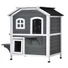 Best deal 😉 PawHut Fir Wood 2 Story Outdoor Cat House Wooden Feral Cat Shelter with Openable Asphalt Roof for Indoor/Outdoor Grey 🥰 -Cheap PawHut Store Belk 1291
