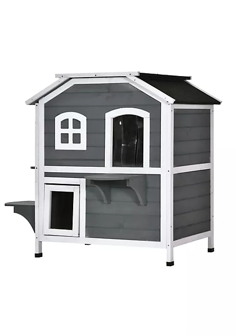 Best deal ๐ PawHut Fir Wood 2 Story Outdoor Cat House Wooden Feral Cat Shelter with Openable Asphalt Roof for Indoor/Outdoor Grey ๐ฅฐ 3 Best deal ๐ PawHut Fir Wood 2 Story Outdoor Cat House Wooden Feral Cat Shelter with Openable Asphalt Roof for Indoor/Outdoor Grey ๐ฅฐ