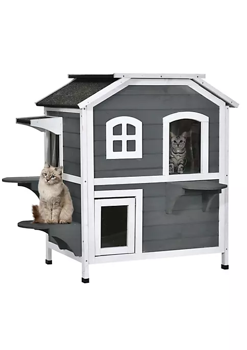 Best deal ๐ PawHut Fir Wood 2 Story Outdoor Cat House Wooden Feral Cat Shelter with Openable Asphalt Roof for Indoor/Outdoor Grey ๐ฅฐ 4 Best deal ๐ PawHut Fir Wood 2 Story Outdoor Cat House Wooden Feral Cat Shelter with Openable Asphalt Roof for Indoor/Outdoor Grey ๐ฅฐ - Image 2