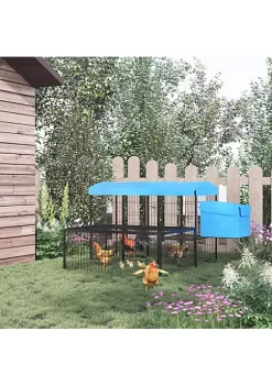 Best reviews of 🥰 PawHut Metal Chicken Coop Outdoor Hen House Poultry Cage with Water Resistant Canopy Run Nesting Box Lockable Doors Blue 😍 -Cheap PawHut Store Belk 1298