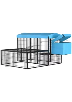Best reviews of 🥰 PawHut Metal Chicken Coop Outdoor Hen House Poultry Cage with Water Resistant Canopy Run Nesting Box Lockable Doors Blue 😍 -Cheap PawHut Store Belk 1300